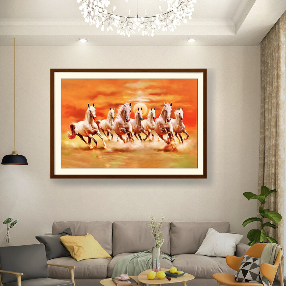 Seven Lucky Running Horses - WALL MOUNT FRAME