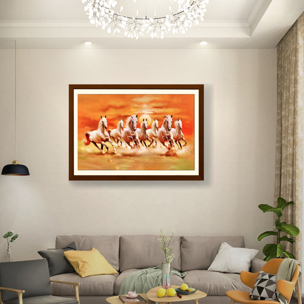 Seven Lucky Running Horses - WALL MOUNT FRAME