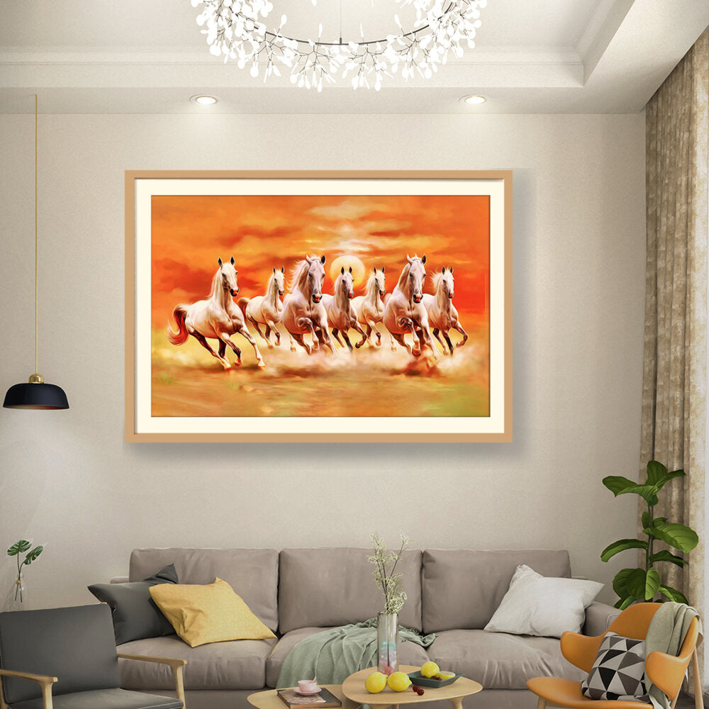 Seven Lucky Running Horses - WALL MOUNT FRAME