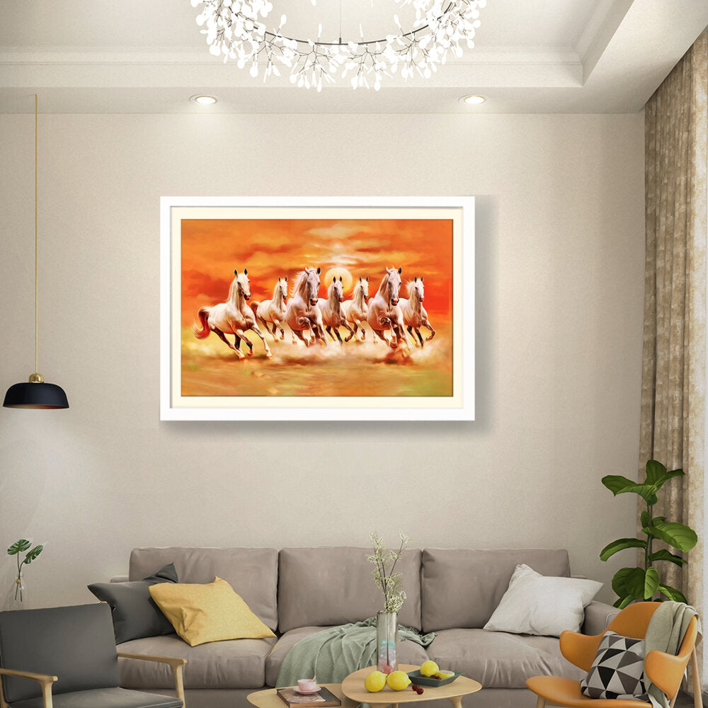 Seven Lucky Running Horses - WALL MOUNT FRAME