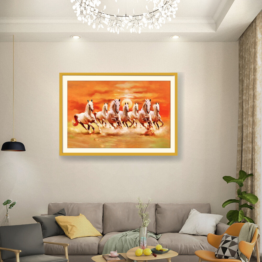 Seven Lucky Running Horses - WALL MOUNT FRAME