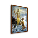 Samudra Greets Lord Rama - Framed Canvas