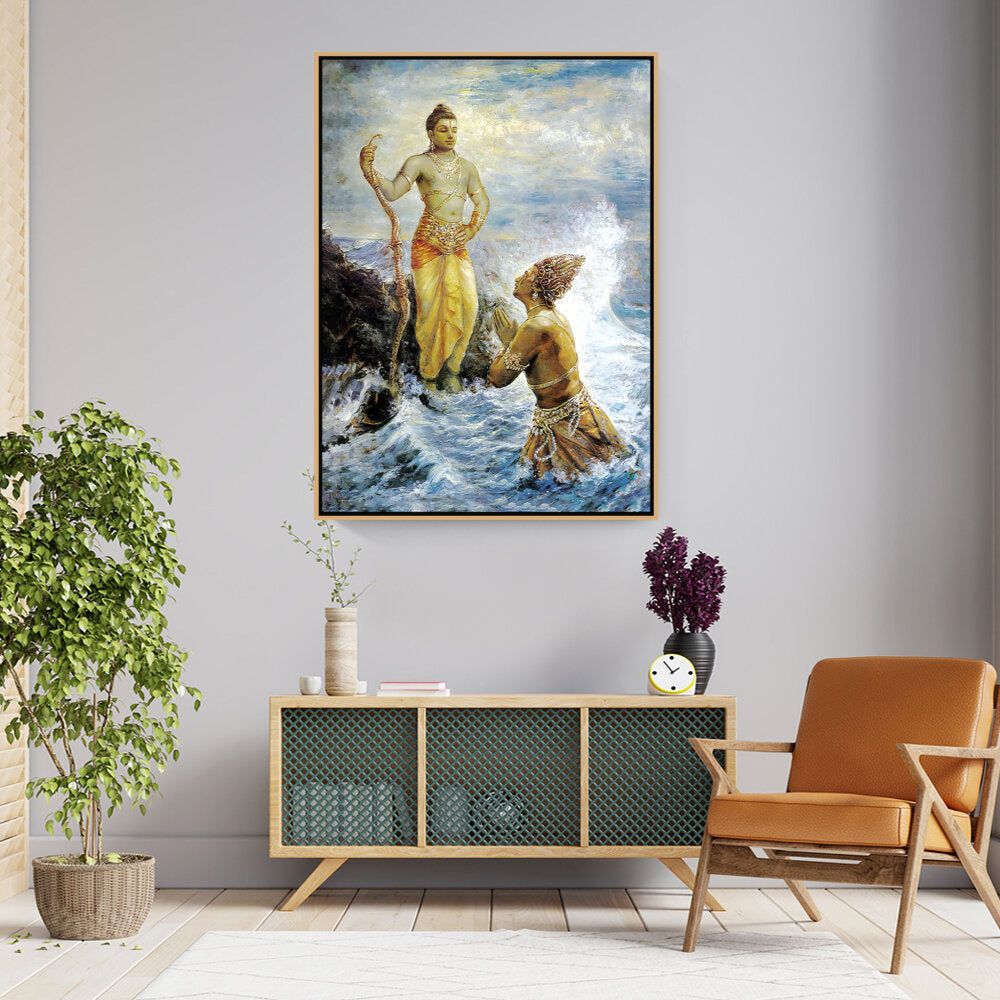 Samudra Greets Lord Rama - FLOATING FRAME