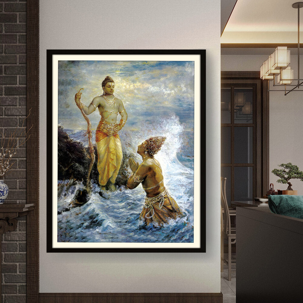 Samudra Greets Lord Rama - WALL MOUNT FRAME