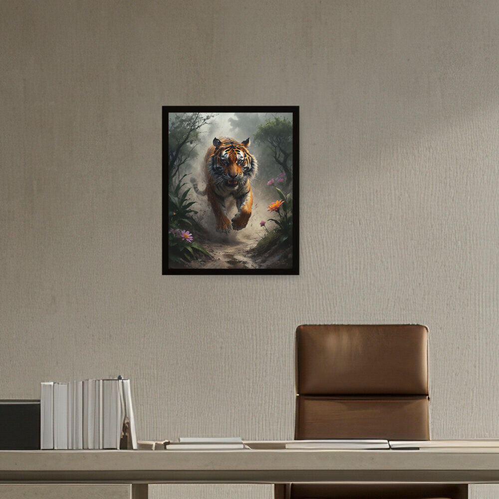Running Tiger - Framed Canvas
