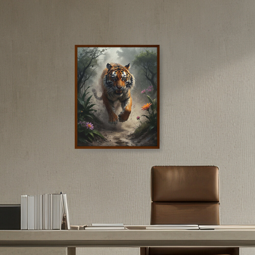 Running Tiger - Framed Canvas