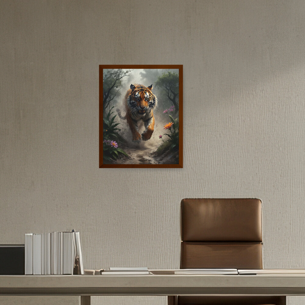 Running Tiger - Framed Canvas