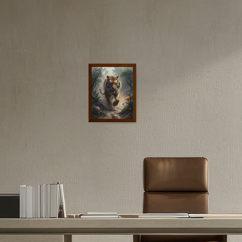 Running Tiger - Framed Canvas