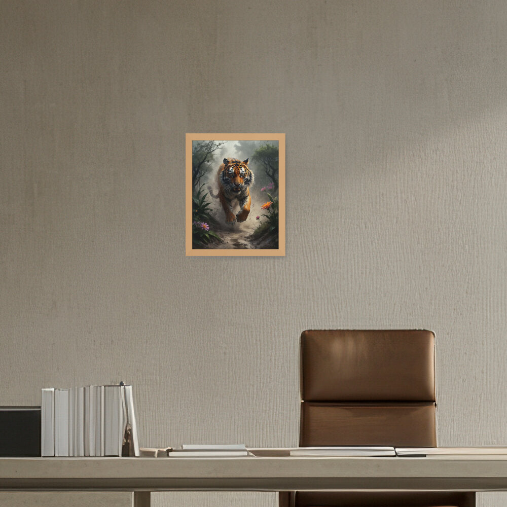 Running Tiger - Framed Canvas
