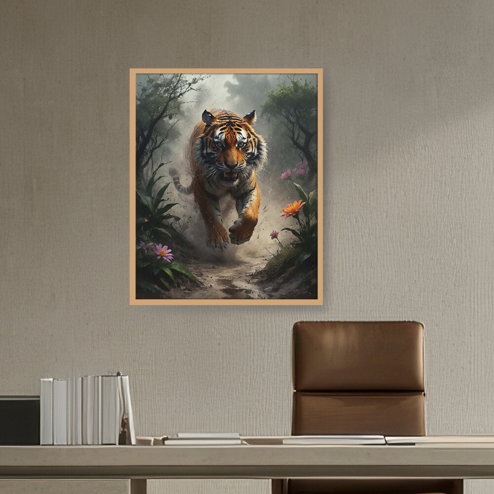 Running Tiger - Framed Canvas
