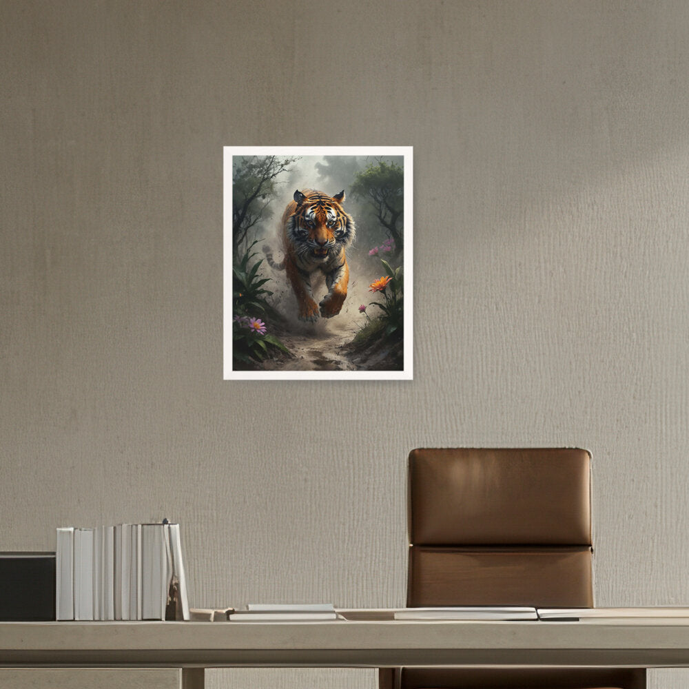 Running Tiger - Framed Canvas