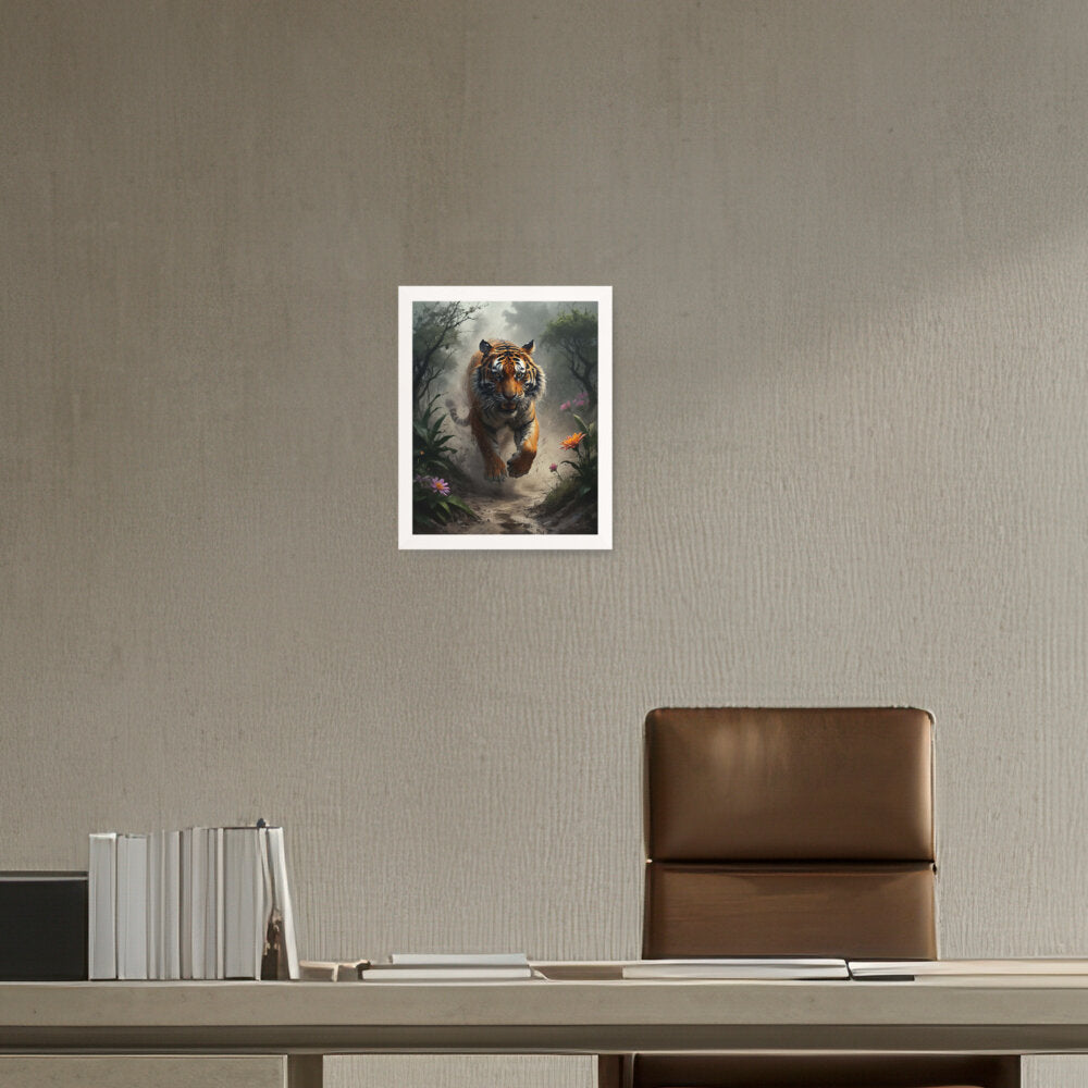 Running Tiger - Framed Canvas
