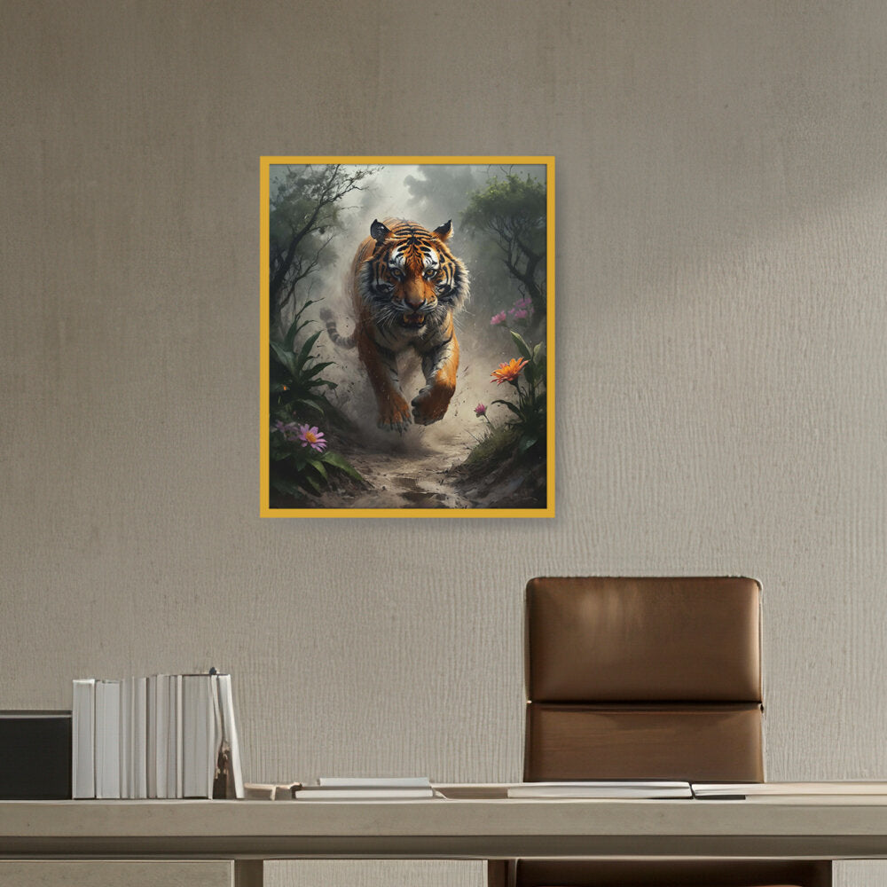 Running Tiger - Framed Canvas
