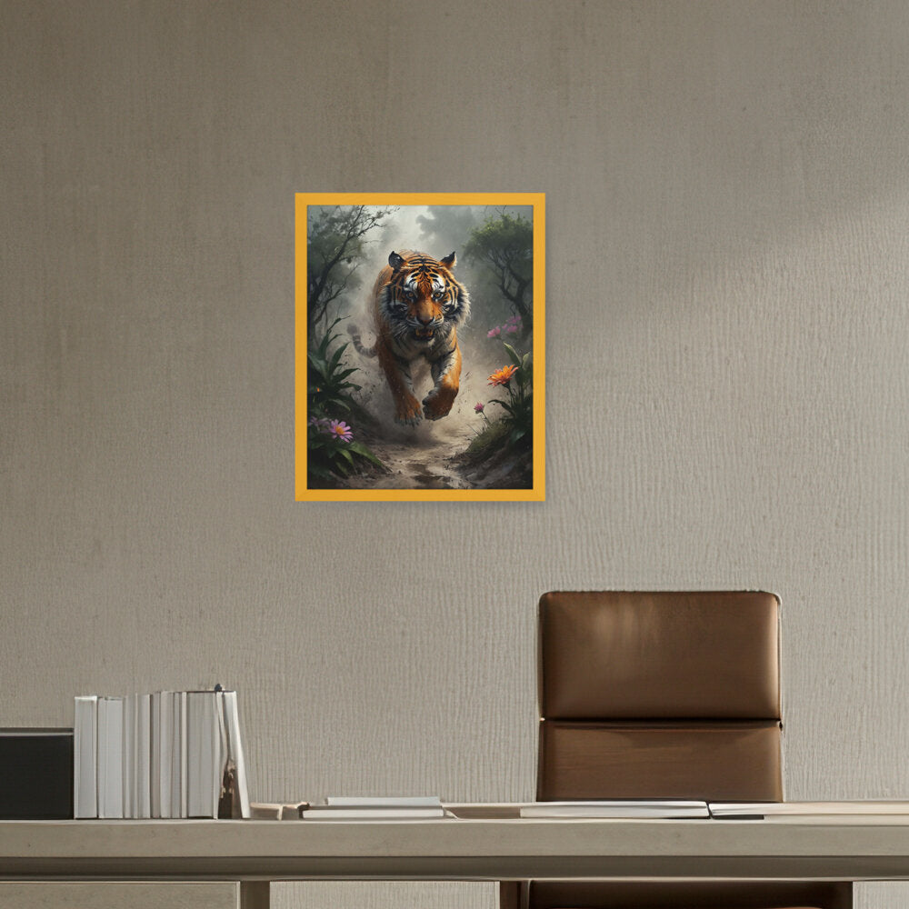 Running Tiger - Framed Canvas