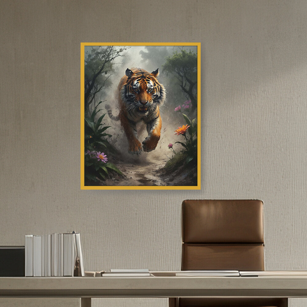 Running Tiger - Framed Canvas