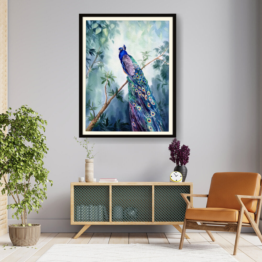 Watercolour Peacock Bird - WALL MOUNT FRAME