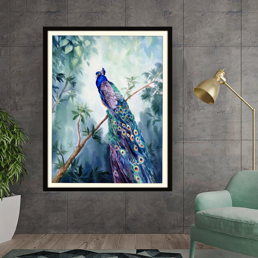 Watercolour Peacock Bird - WALL MOUNT FRAME
