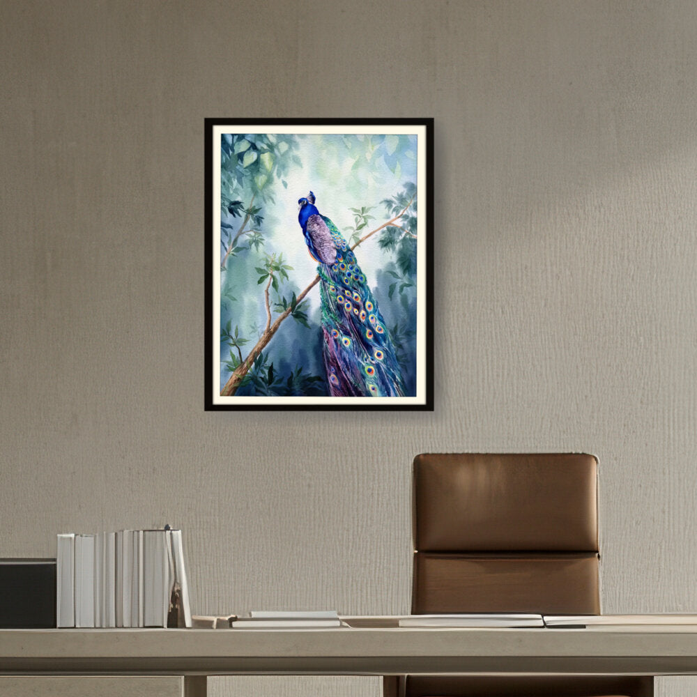 Watercolour Peacock Bird - WALL MOUNT FRAME