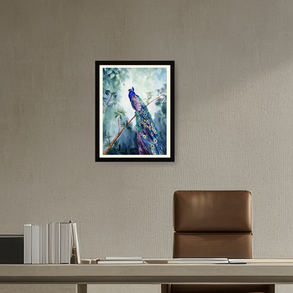 Watercolour Peacock Bird - WALL MOUNT FRAME