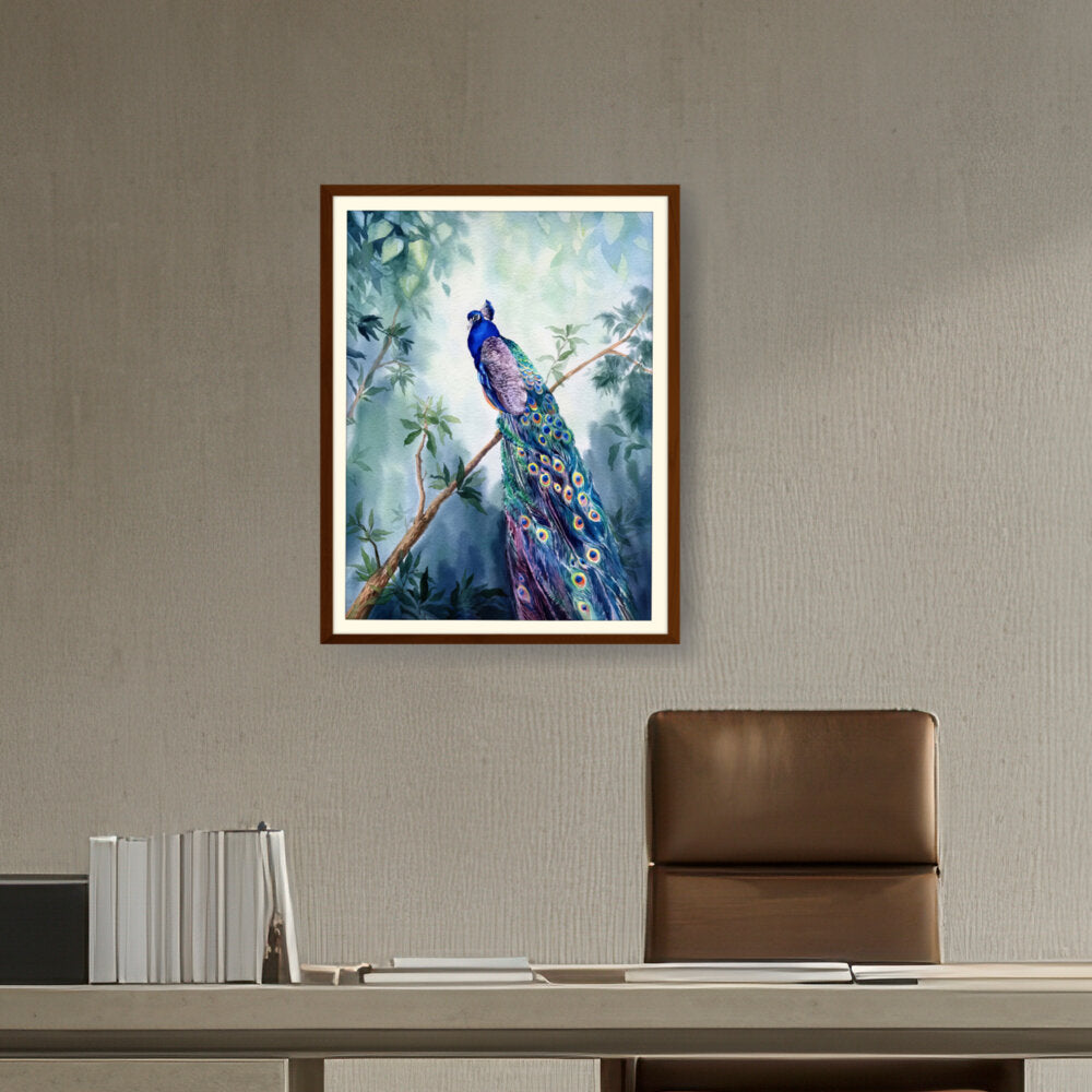 Watercolour Peacock Bird - WALL MOUNT FRAME