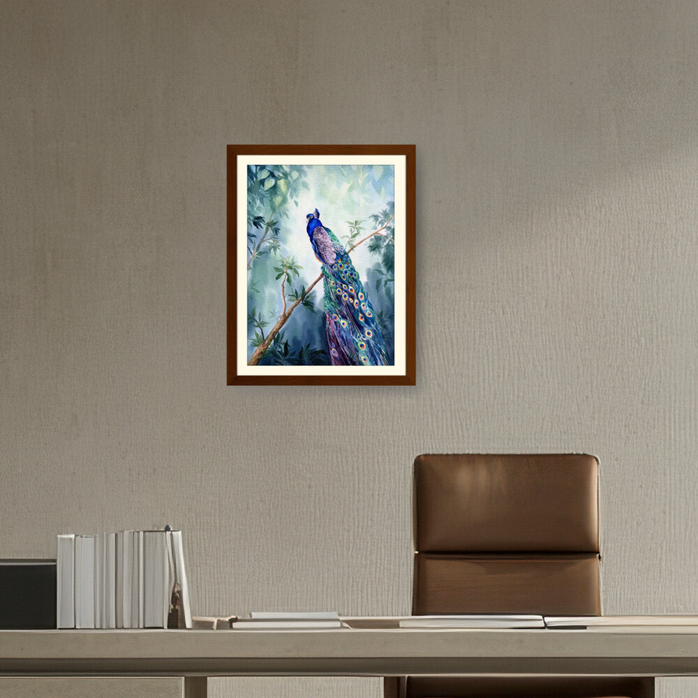 Watercolour Peacock Bird - WALL MOUNT FRAME