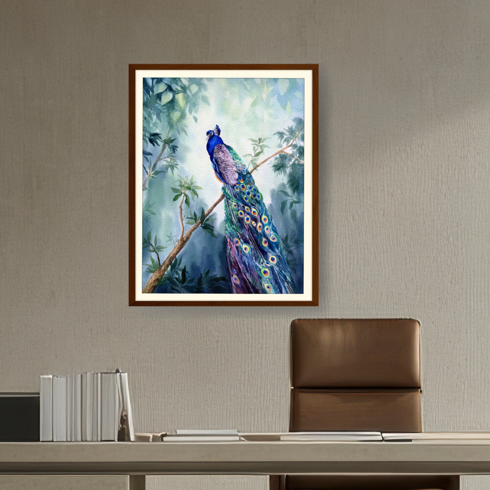 Watercolour Peacock Bird - WALL MOUNT FRAME
