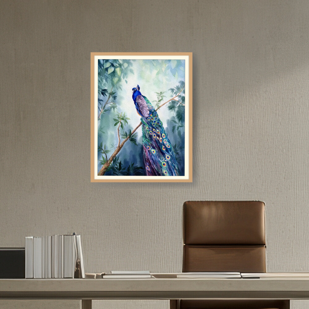 Watercolour Peacock Bird - WALL MOUNT FRAME