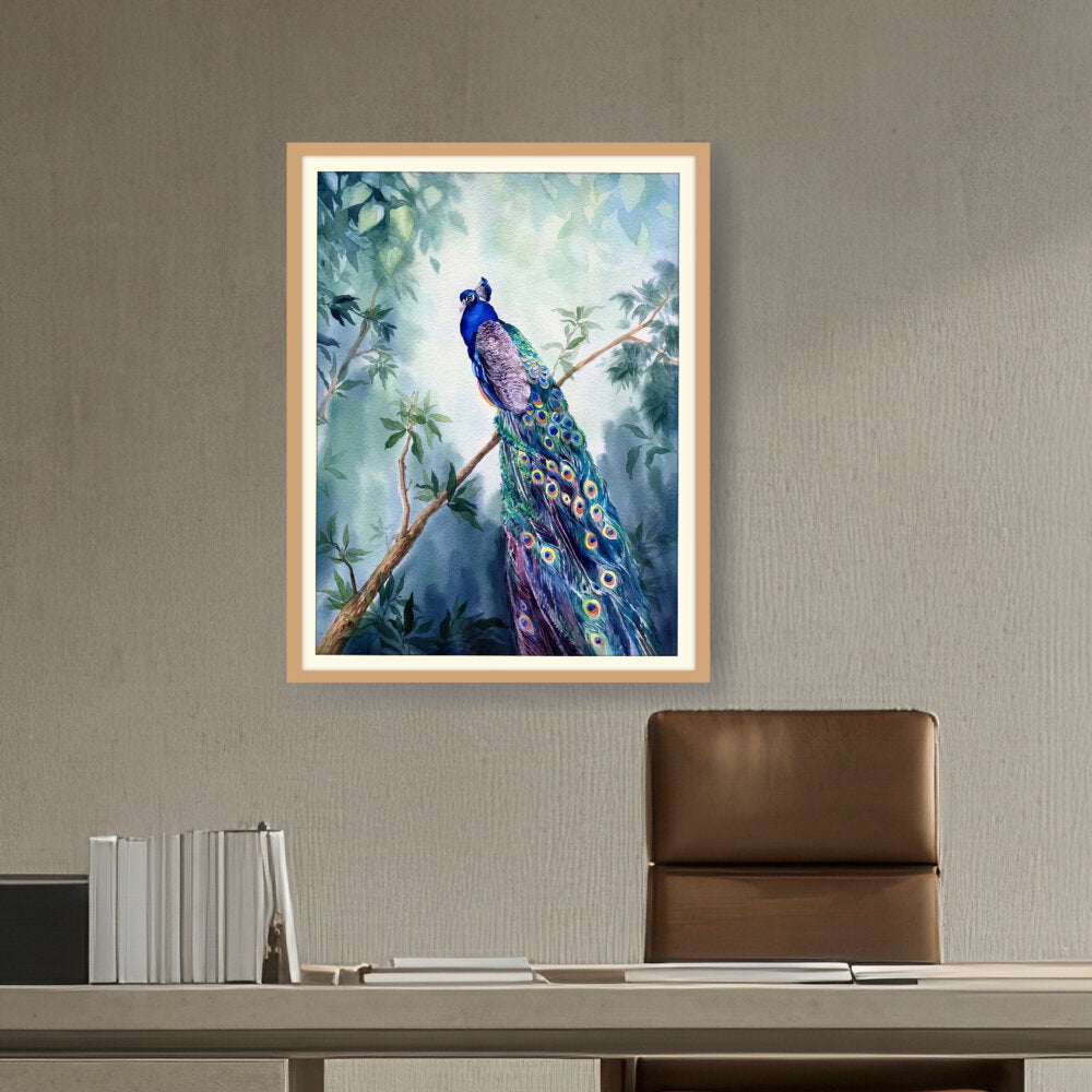 Watercolour Peacock Bird - WALL MOUNT FRAME