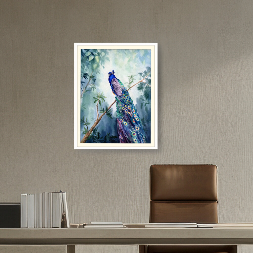 Watercolour Peacock Bird - WALL MOUNT FRAME