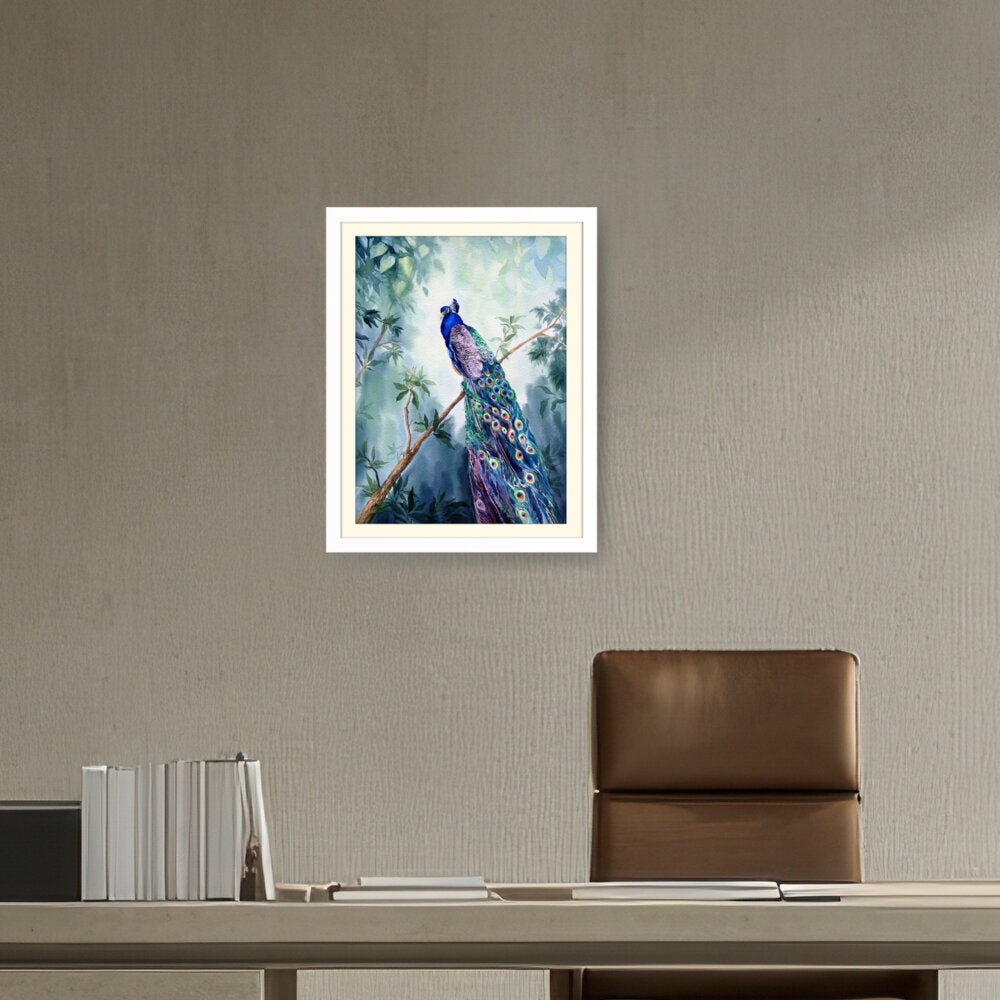 Watercolour Peacock Bird - WALL MOUNT FRAME