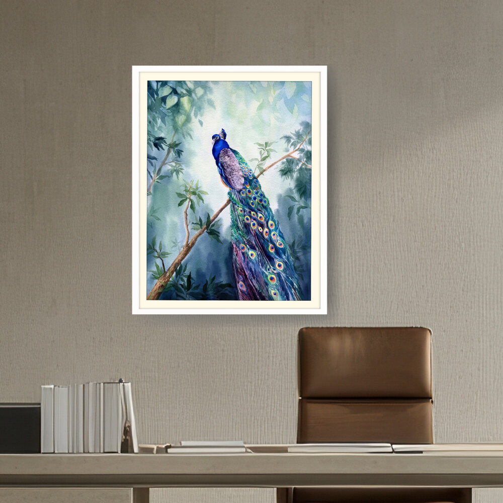 Watercolour Peacock Bird - WALL MOUNT FRAME