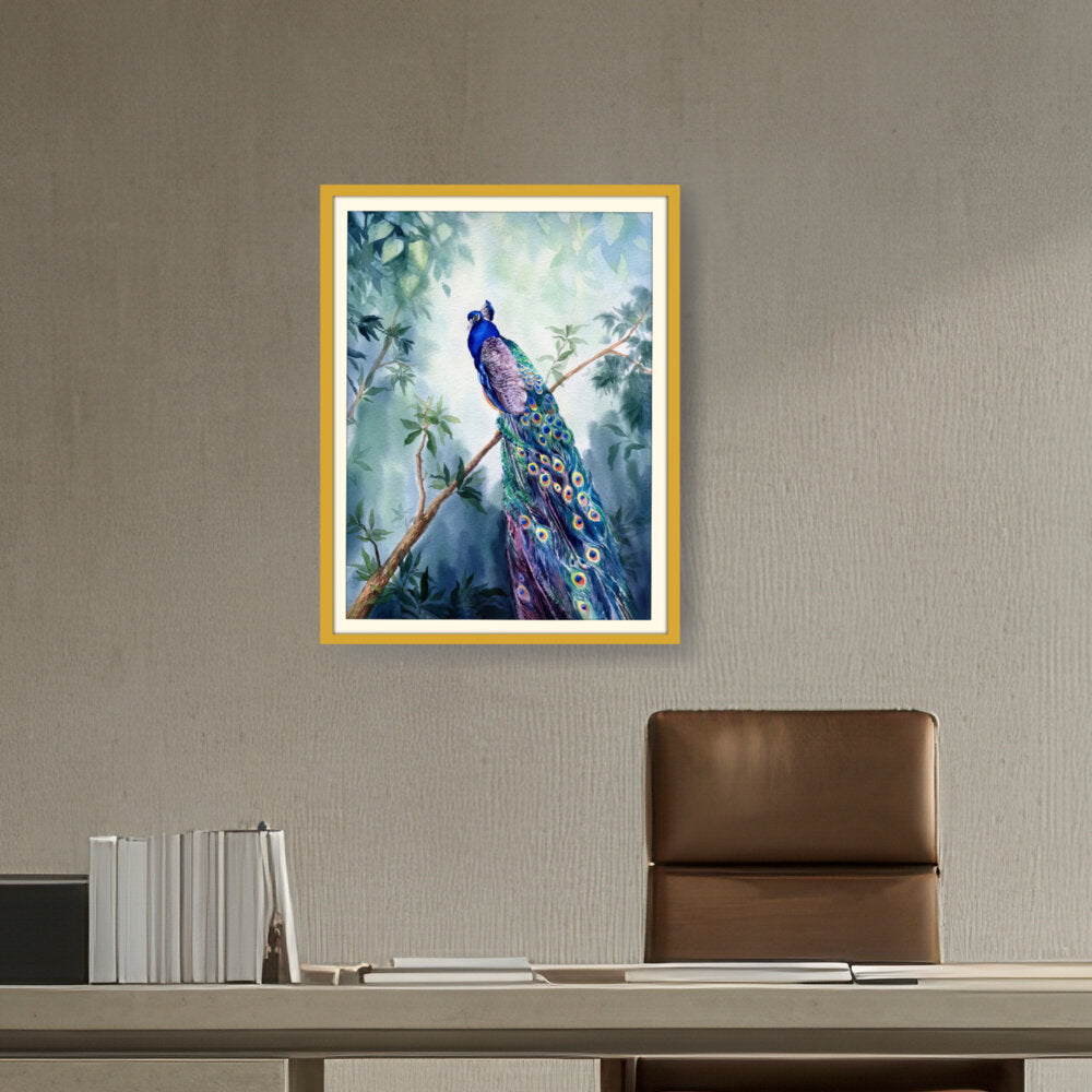 Watercolour Peacock Bird - WALL MOUNT FRAME