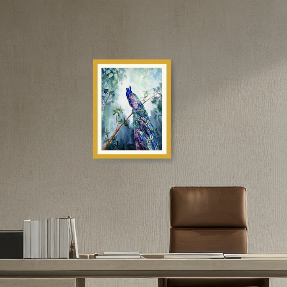 Watercolour Peacock Bird - WALL MOUNT FRAME