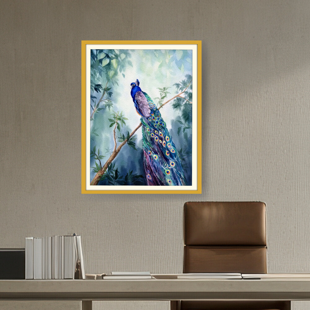 Watercolour Peacock Bird - WALL MOUNT FRAME