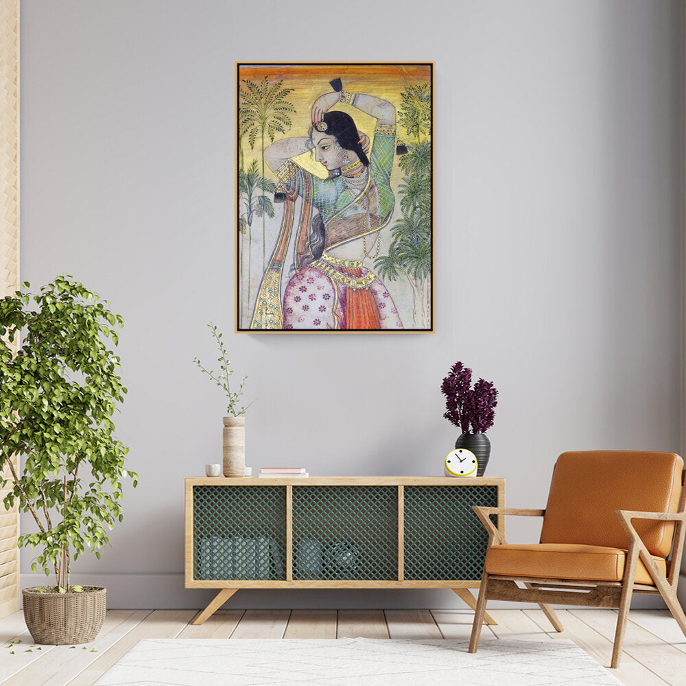 Indian Woman Painting Print - FLOATING FRAME