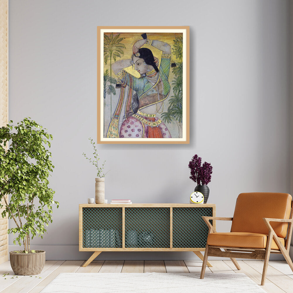 Indian Woman Painting Print - WALL MOUNT FRAME