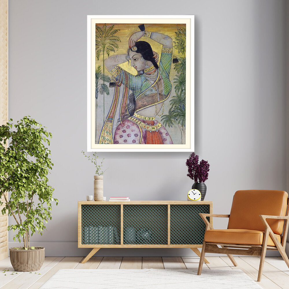 Indian Woman Painting Print - WALL MOUNT FRAME