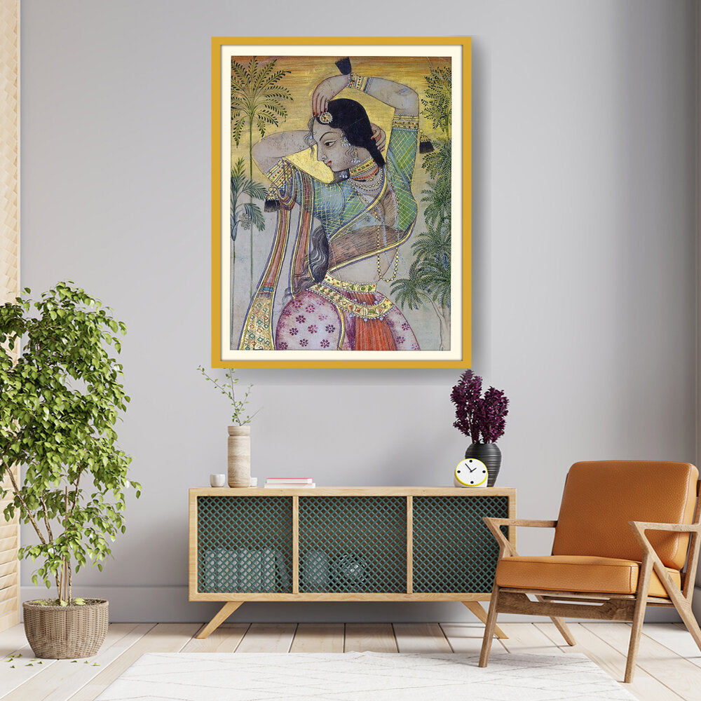 Indian Woman Painting Print - WALL MOUNT FRAME