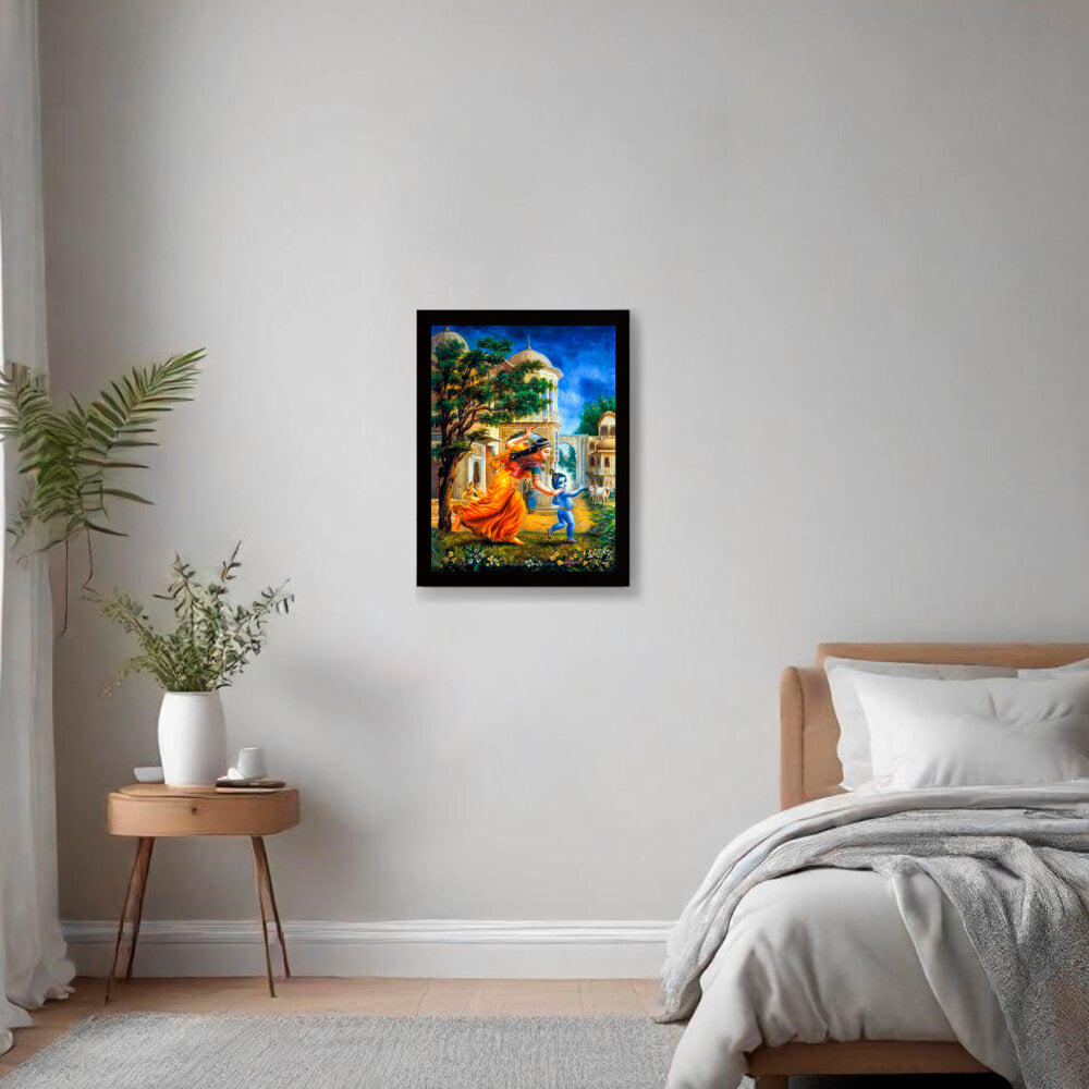 Krishna In Vrindavan - Framed Canvas