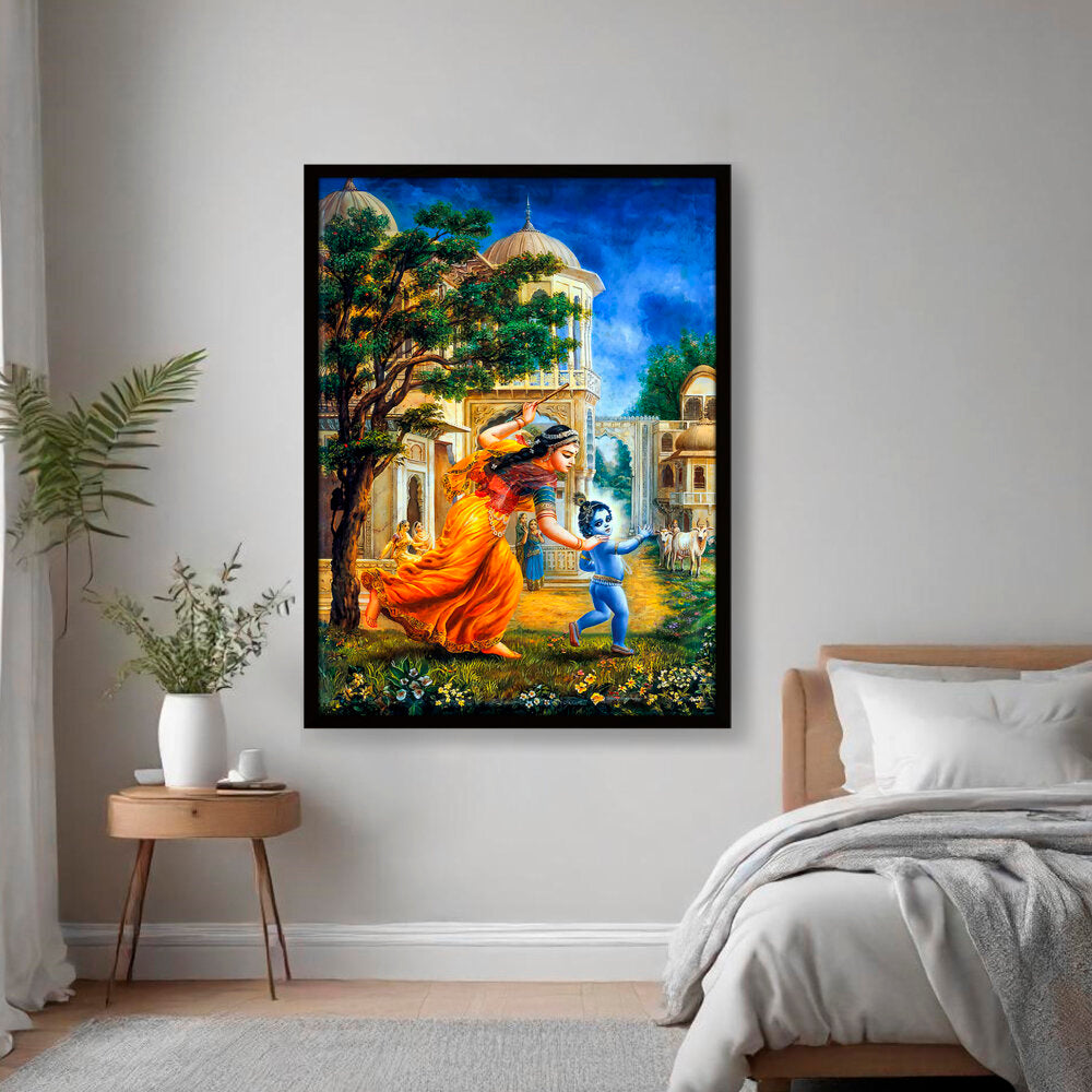 Krishna In Vrindavan - Framed Canvas