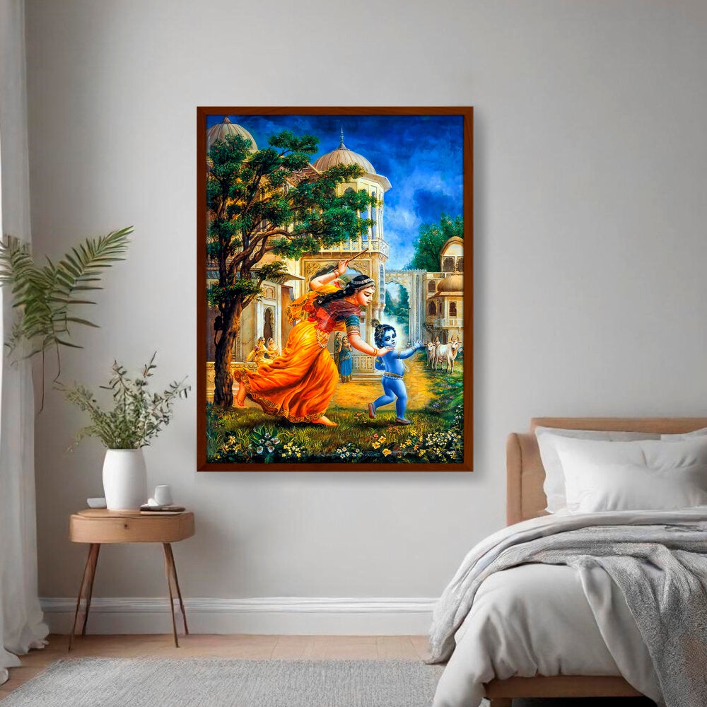 Krishna In Vrindavan - Framed Canvas