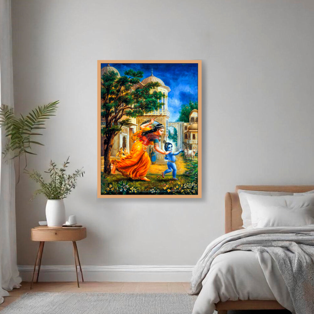 Krishna In Vrindavan - Framed Canvas