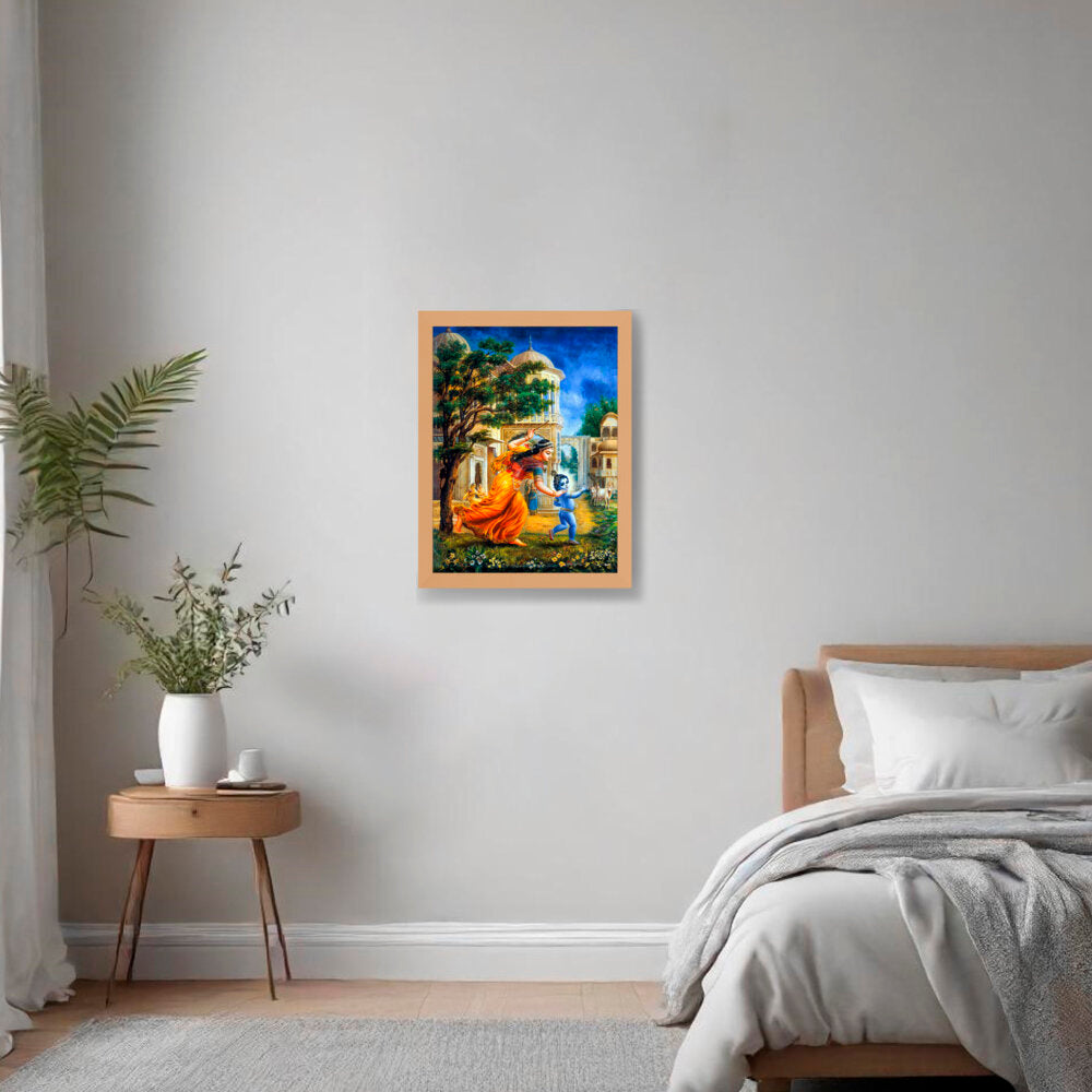 Krishna In Vrindavan - Framed Canvas