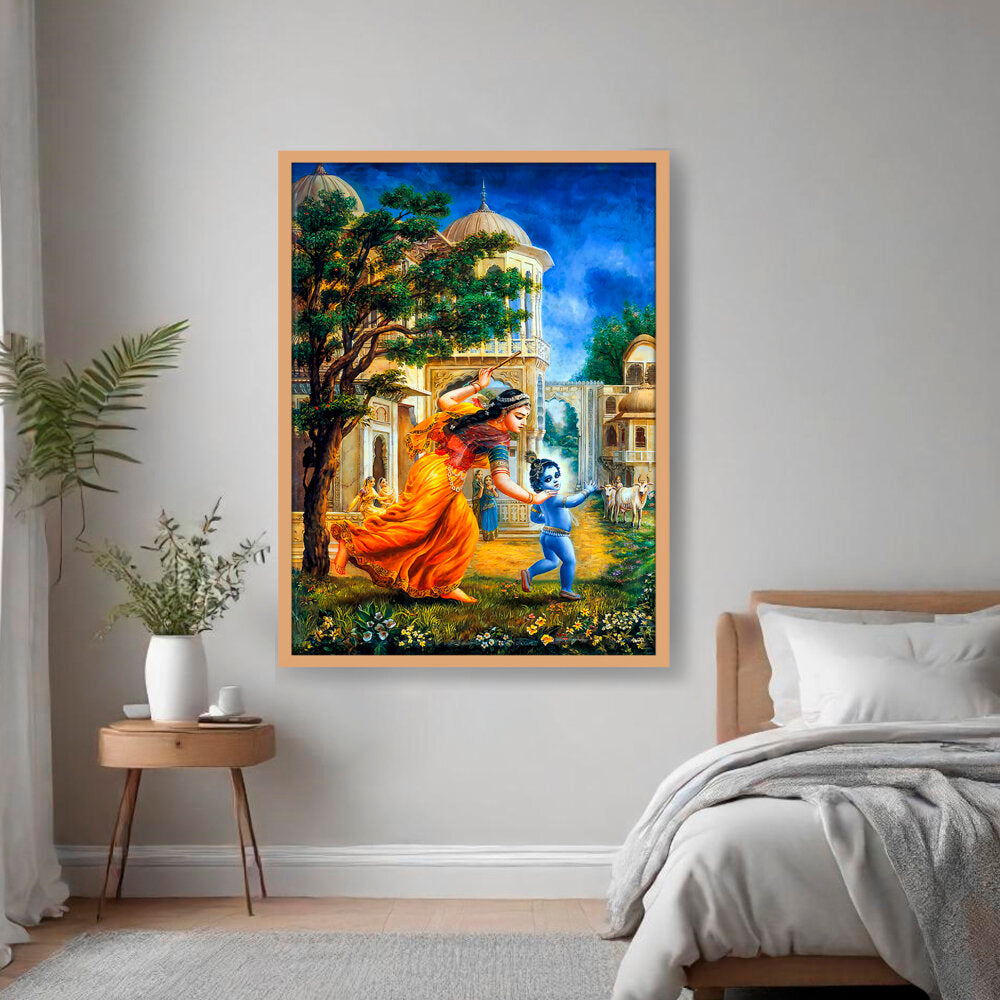 Krishna In Vrindavan - Framed Canvas