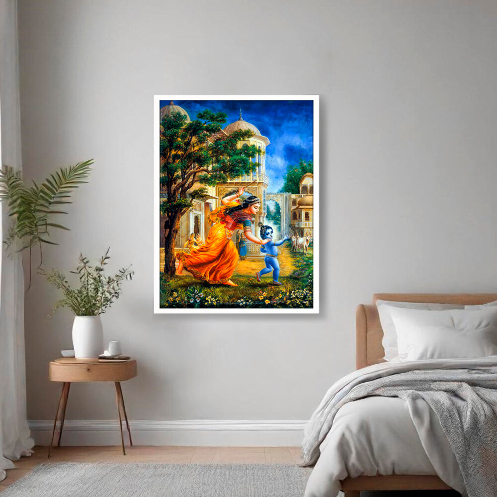 Krishna In Vrindavan - Framed Canvas