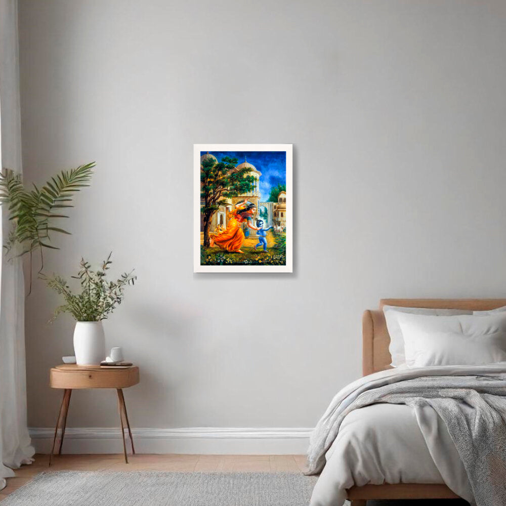Krishna In Vrindavan - Framed Canvas