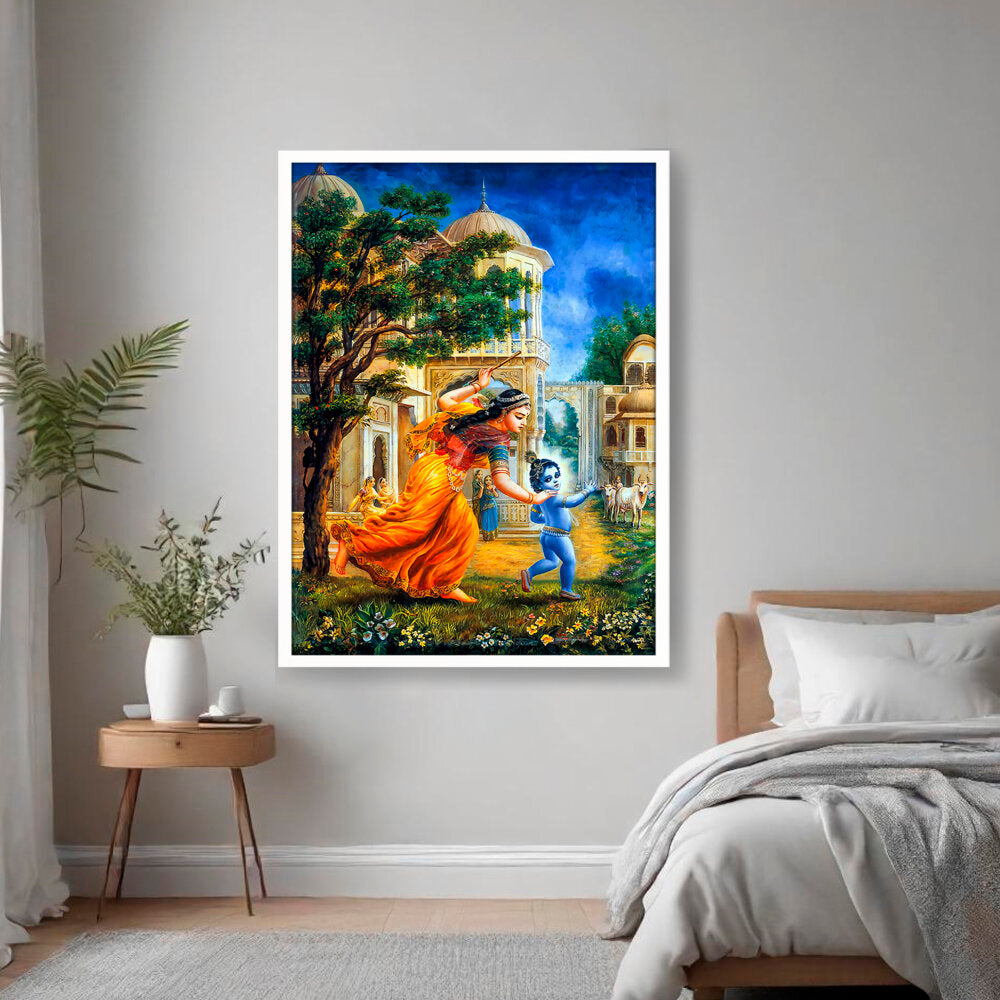 Krishna In Vrindavan - Framed Canvas
