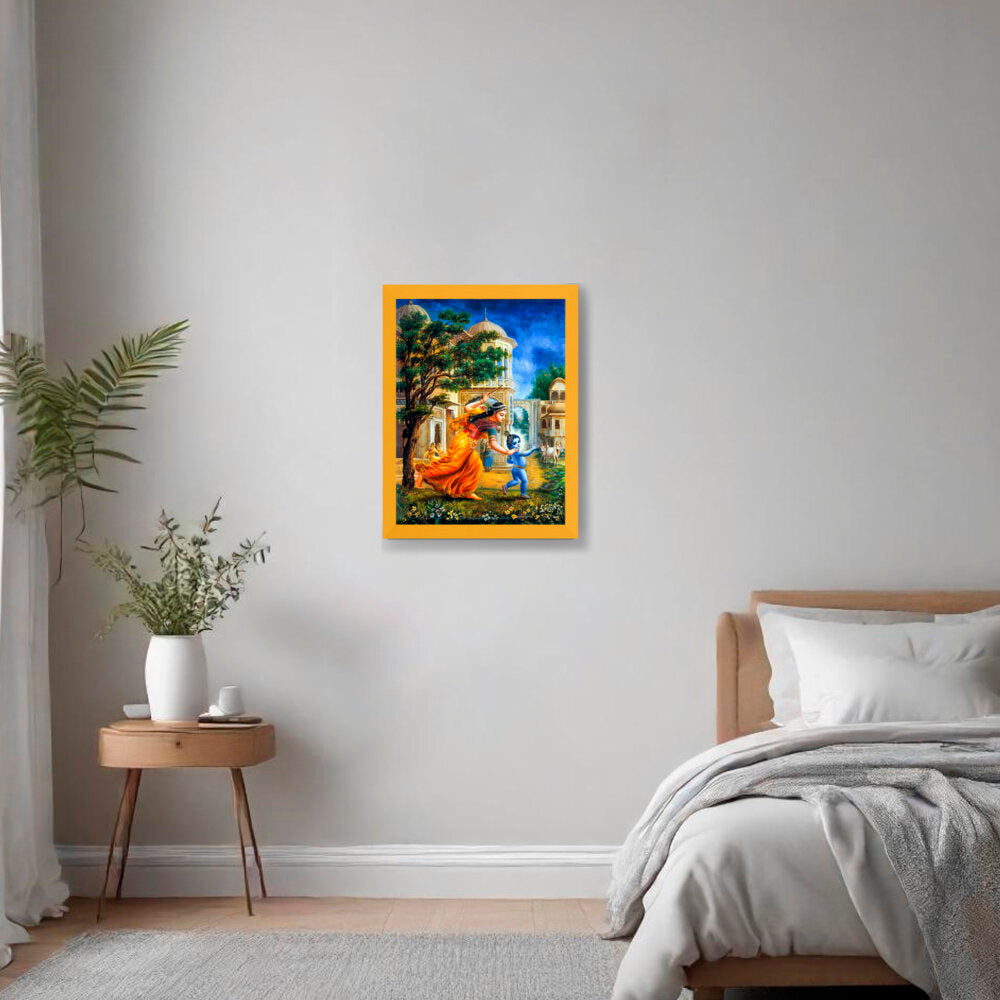 Krishna In Vrindavan - Framed Canvas