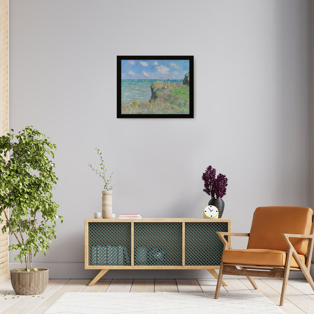 The Cliff Walk At Pourville - Framed Canvas