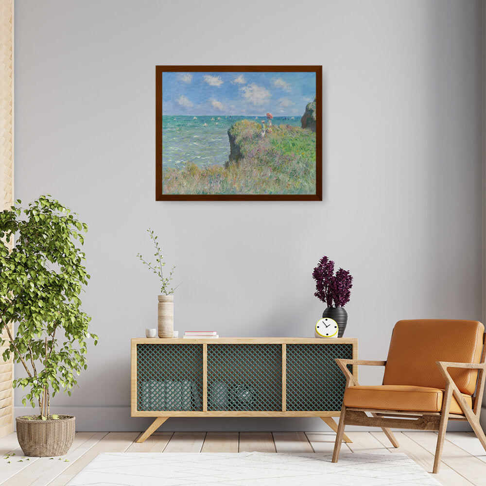 The Cliff Walk At Pourville - Framed Canvas